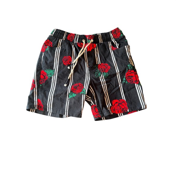 Fresh Prints of Bel-Air Other - Fresh Prints of Bel-Air Shorts Black Rose Floral Striped Elastic Waist Medium